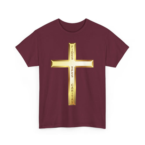 Fides • Spes • Caritas Crucifix T-Shirt ✝️ Faith, Hope & Charity| Religious T-Shirt 🙏