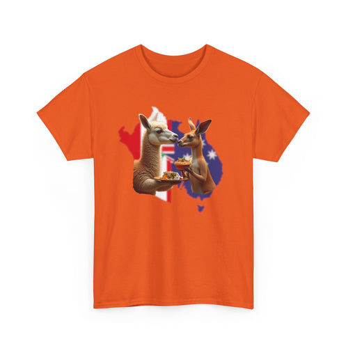 Kangaroo & Meat Pie Meets Llama & Ceviche Tee 🌎 Peru & Australia Fusion T-Shirt