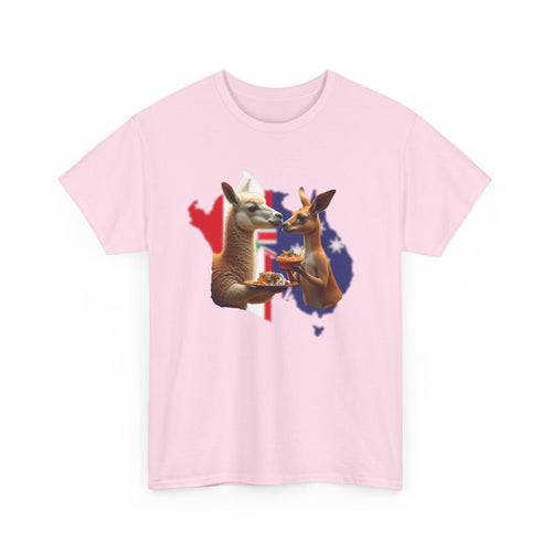 Kangaroo & Meat Pie Meets Llama & Ceviche Tee 🌎 Peru & Australia Fusion T-Shirt