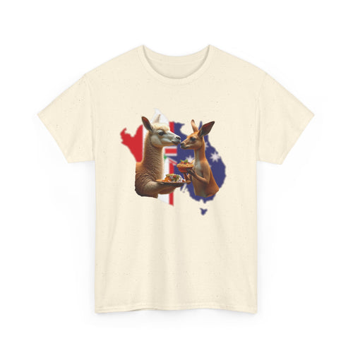 Kangaroo & Meat Pie Meets Llama & Ceviche Tee 🌎 Peru & Australia Fusion T-Shirt