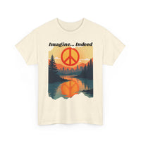 Imagine… Indeed Peace T-Shirt | Sunrise Cityscape & Mountains Tee 🌅✌️