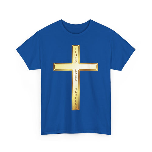 Fides • Spes • Caritas Crucifix T-Shirt ✝️ Faith, Hope & Charity| Religious T-Shirt 🙏