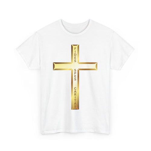 Fides • Spes • Caritas Crucifix T-Shirt ✝️ Faith, Hope & Charity| Religious T-Shirt 🙏