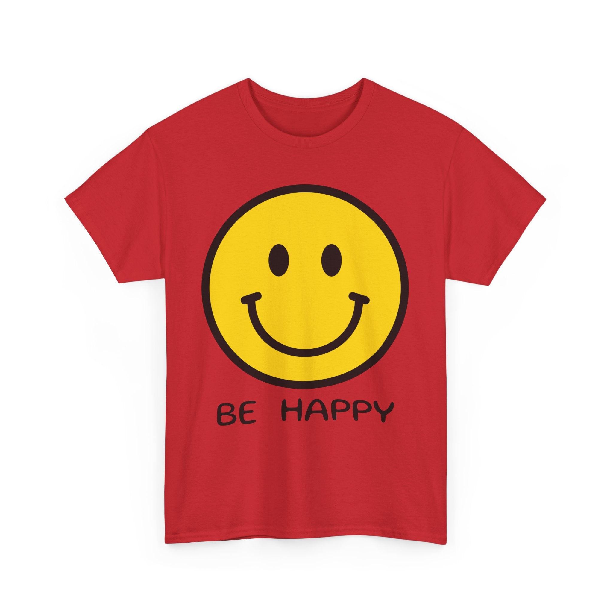 Be Happy T-Shirt – Large Smiley Face Positive Vibes Tee