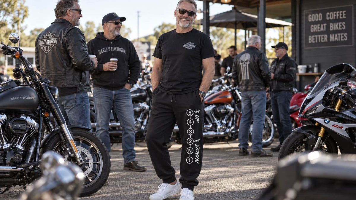 1 Down 5 Up Motorcycle Shift Pattern Track Pants ⚙️🏍️