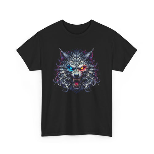 Scary Wolf Face T-Shirt with Glowing Eyes
