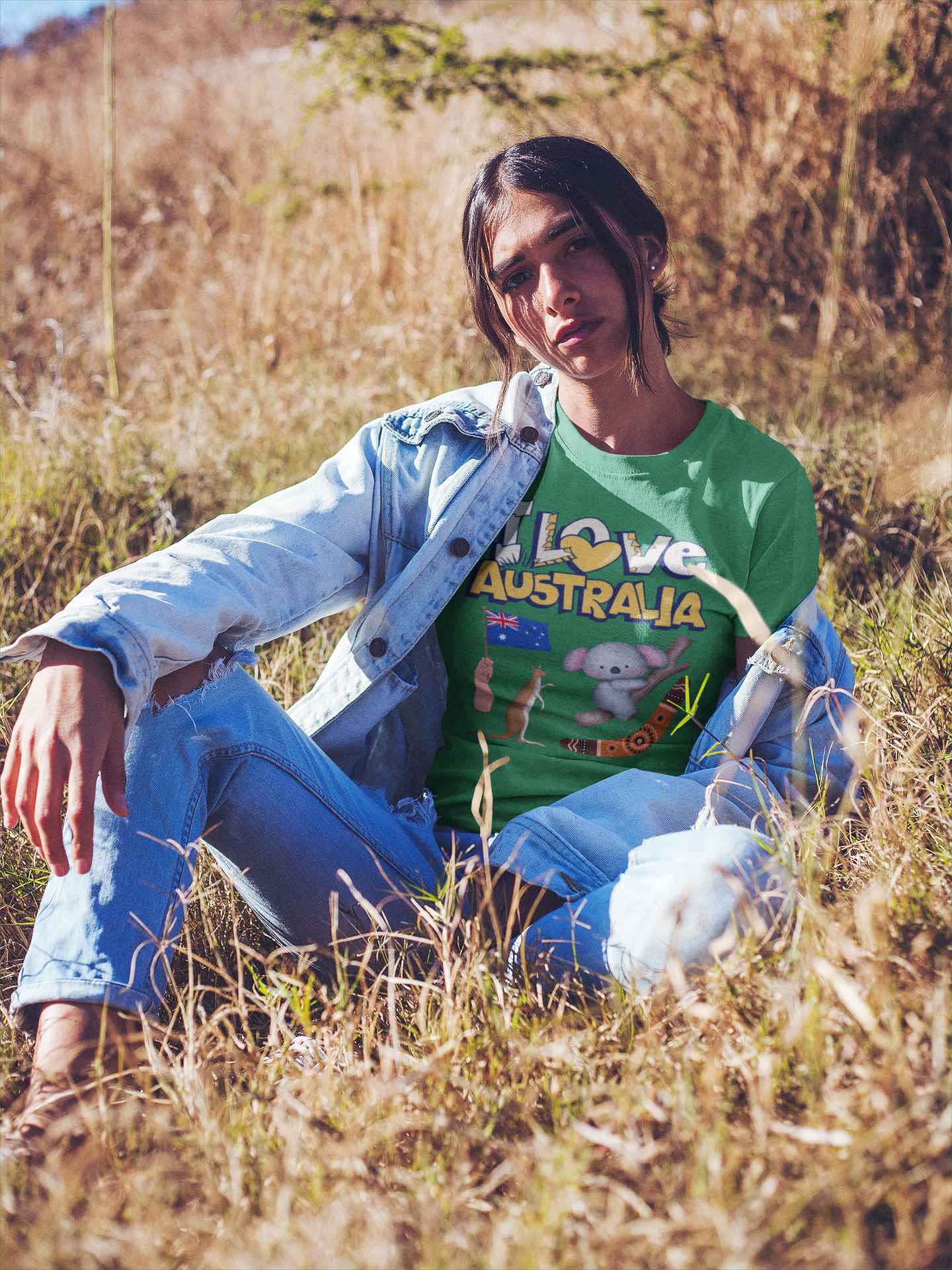 I Love Australia T-Shirt – Iconic Aussie Koala, Kangaroo, Flag & Boomerang Design