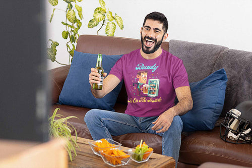 Beauty Is on the Inside Beer Fridge T-Shirt – Funny Aussie Bloke Humour Tee