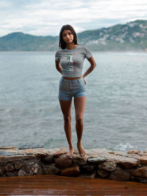 Made in Italy T-Shirt with Flag and Country Outline