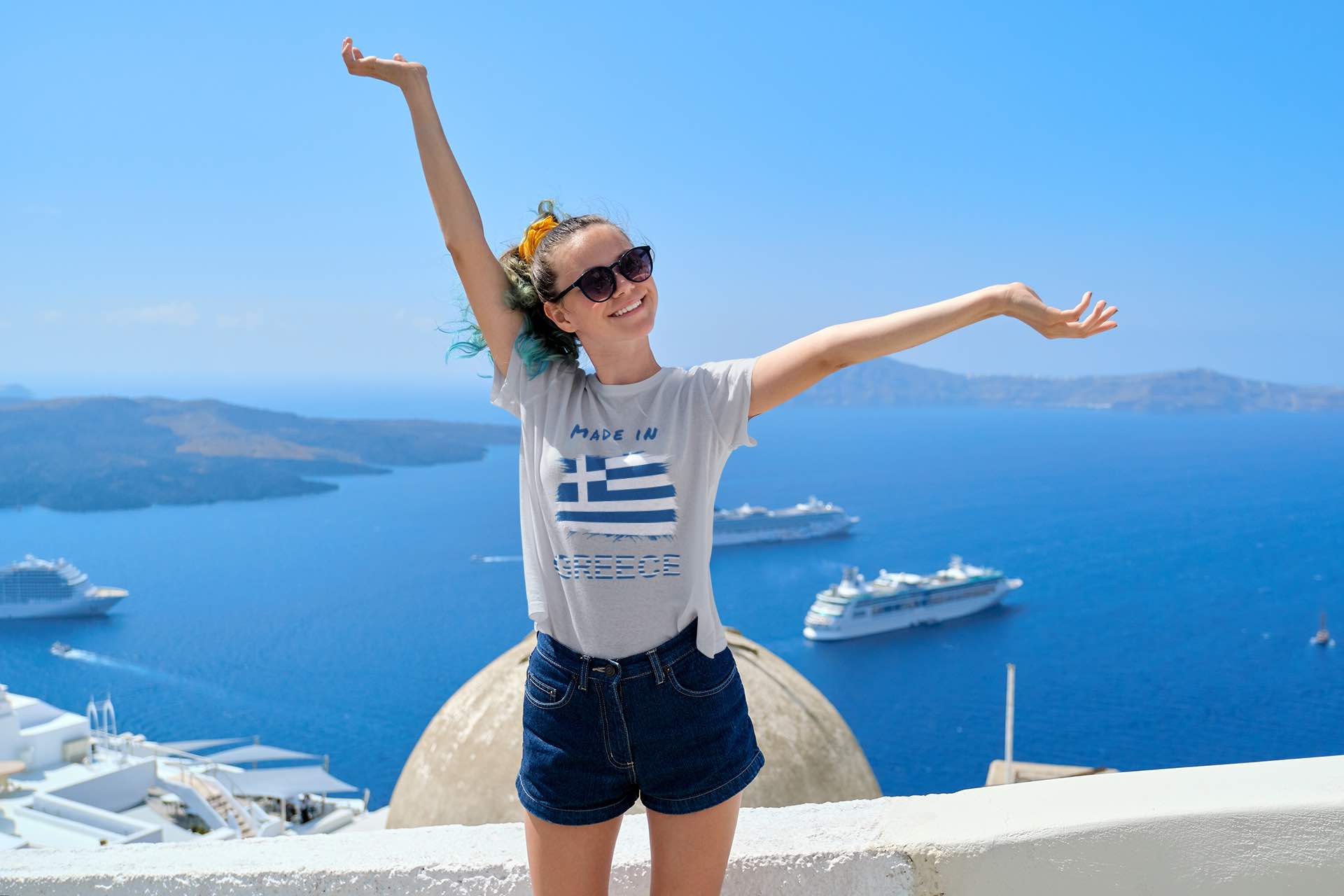 Made in Greece T-Shirt with Greek Flag Design