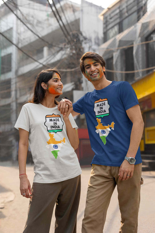 Made in India T-Shirt with Flag and Country Outline
