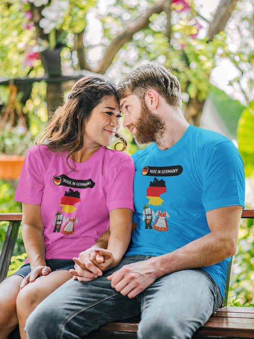 Made in Germany T-Shirt with Flag, Country Outline & Traditional Dress