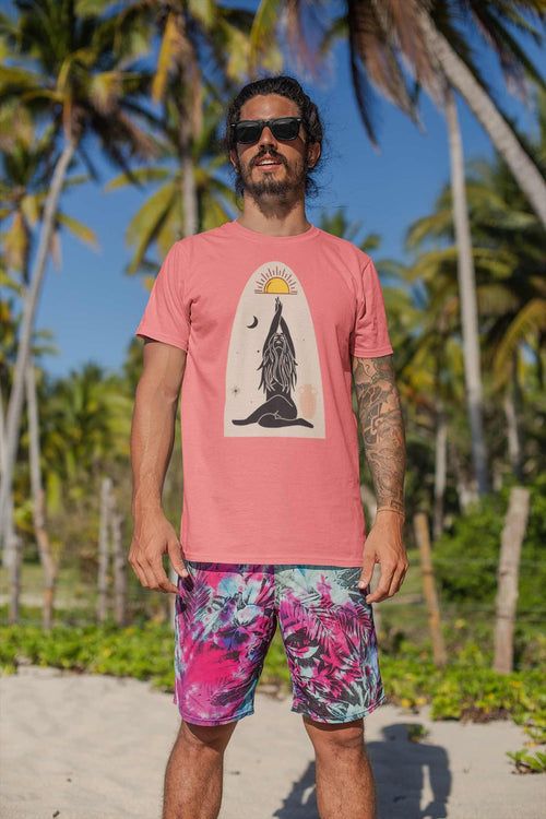 Surfboard Girl T-Shirt – Flowing Hair & Sun Worship Design
