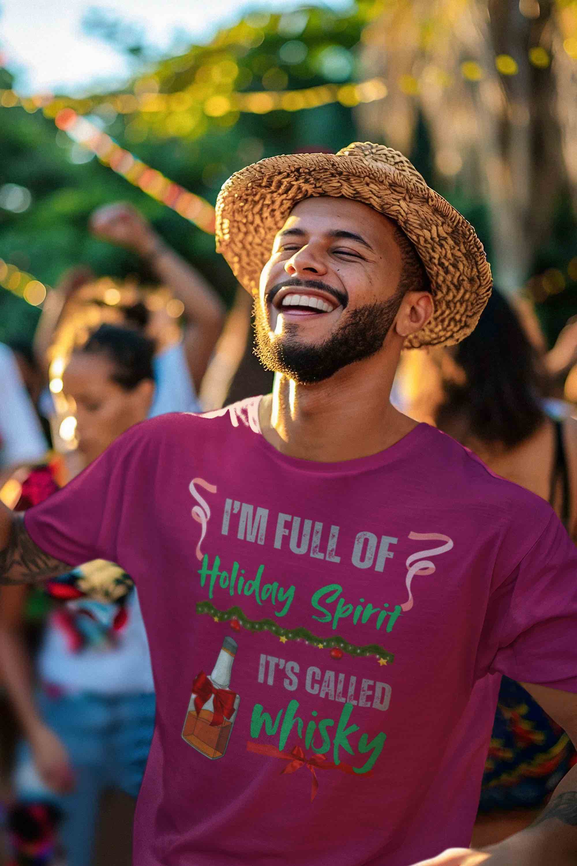 Funny Holiday T-Shirt – I'm Full of Holiday Spirit, It's Called Whisky