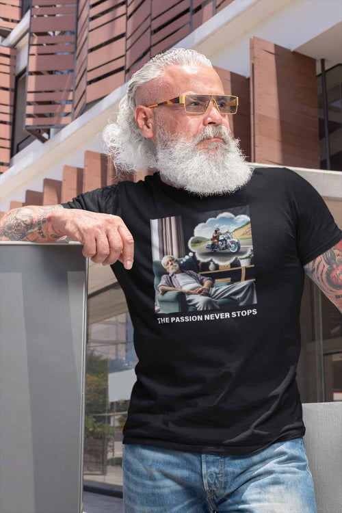 Harley Dream T-Shirt | "Passion Never Stops" Old Man Tee 😴 Perfect for Harley Lovers