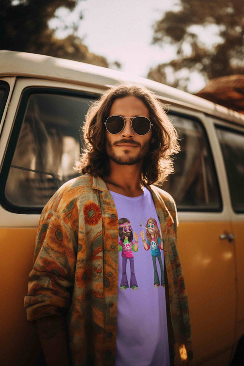 Hippie Vibes T-Shirt – Funny Retro Stoner Couple Tee ✌️🌿😄