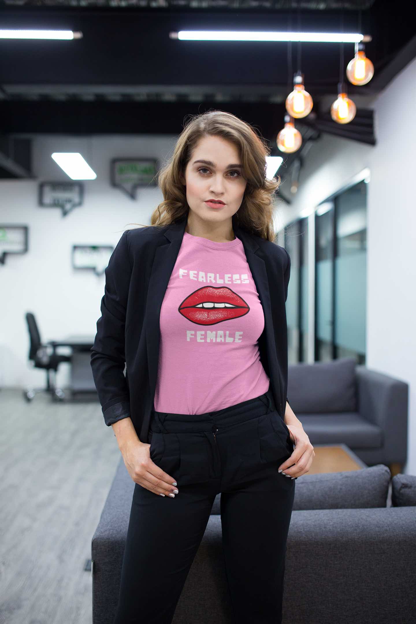 Fearless Female T-Shirt – Bold Design with Close-Up Lips Graphic