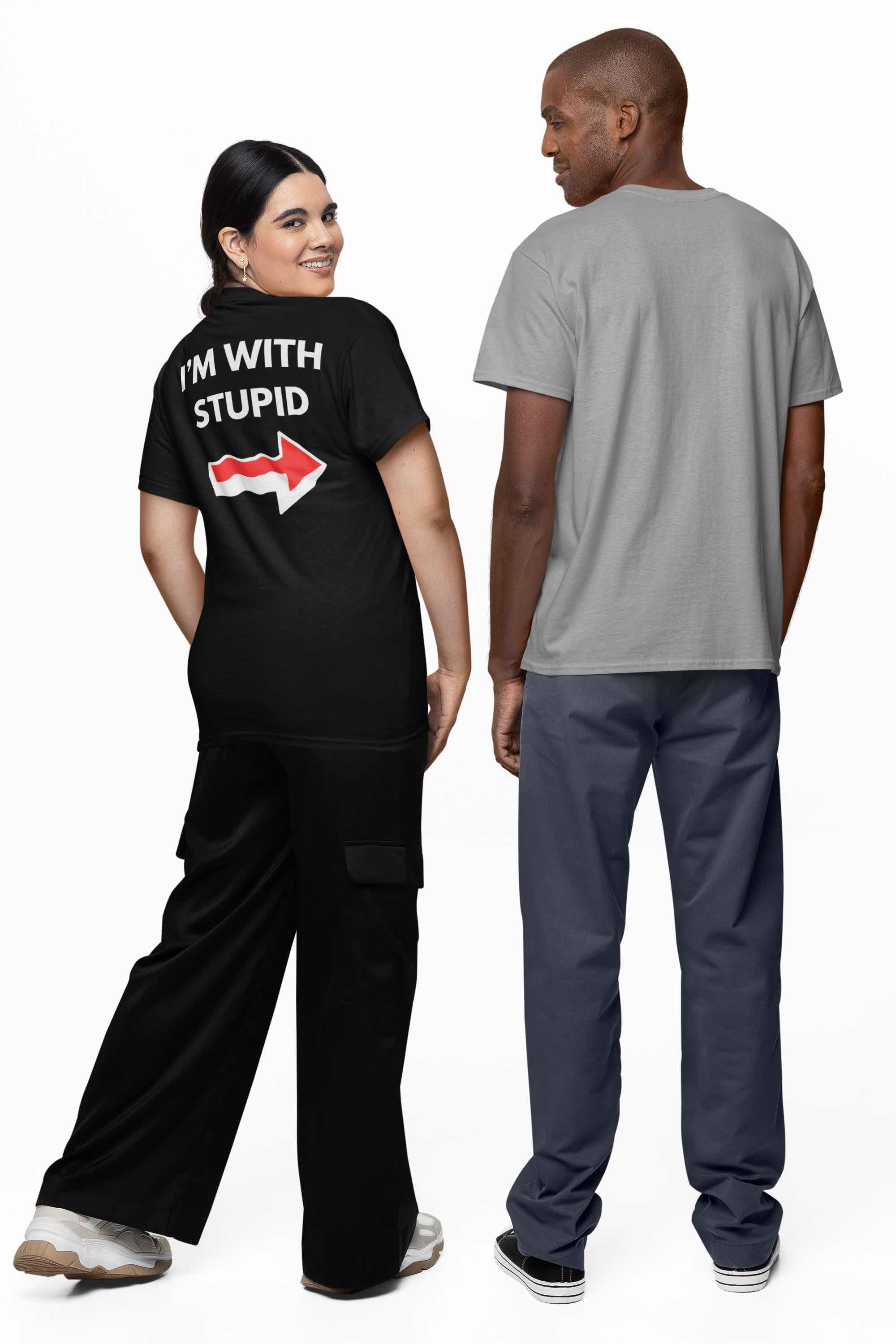 Funny I'm with Stupid Unisex T-Shirt with Arrow