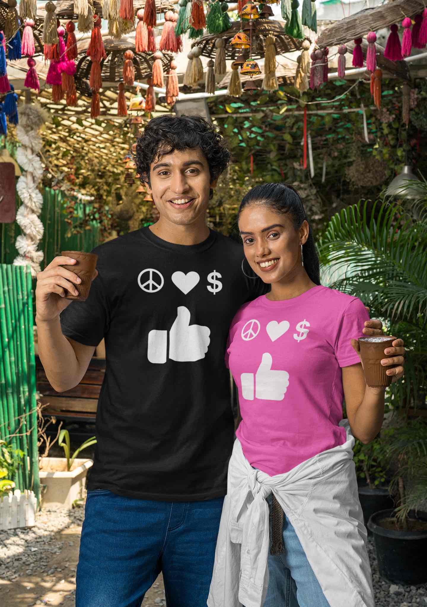 Peace, Love, Money, Thumbs Up T-Shirt | Unique Design