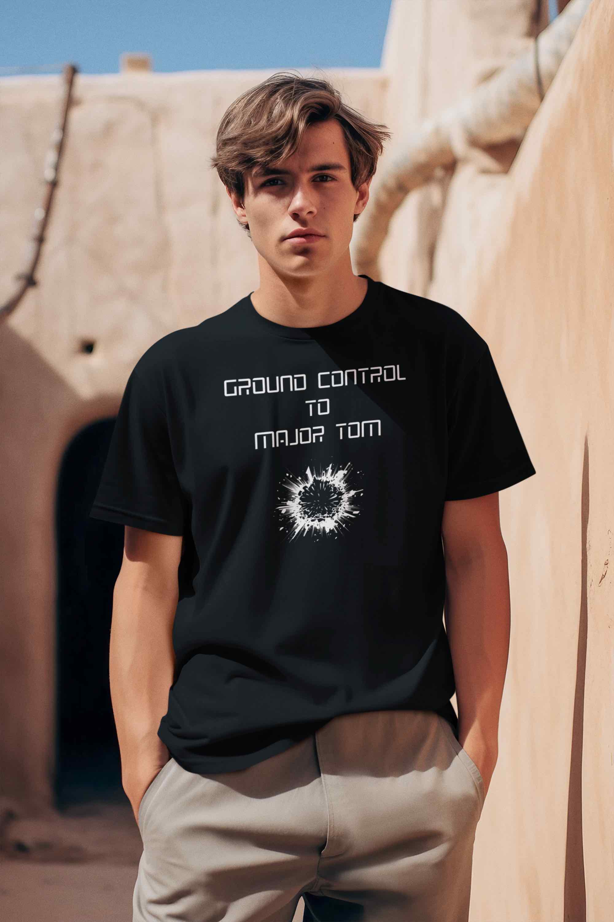 Ground Control to Major Tom T-Shirt | Bold Design with Explosive Imagery