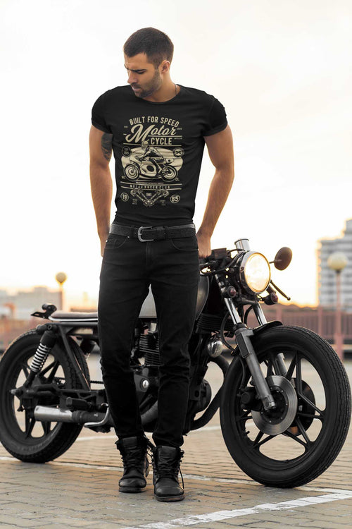 Built for Speed Motorcycle T-Shirt with Café Racer Design