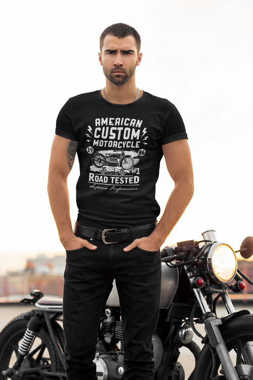 Custom American Motorcycle T-Shirt with Vintage Bike Design
