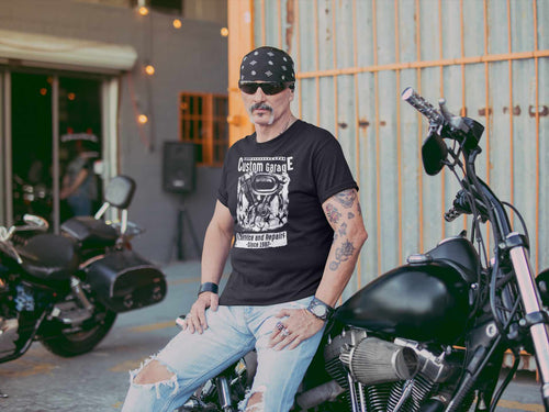 Custom Garage Unisex T-Shirt - Service & Repair Since 1987 with V-Twin Engine