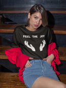 Feel the Joy T-Shirt - Playful Design with Strategic Hand Placement