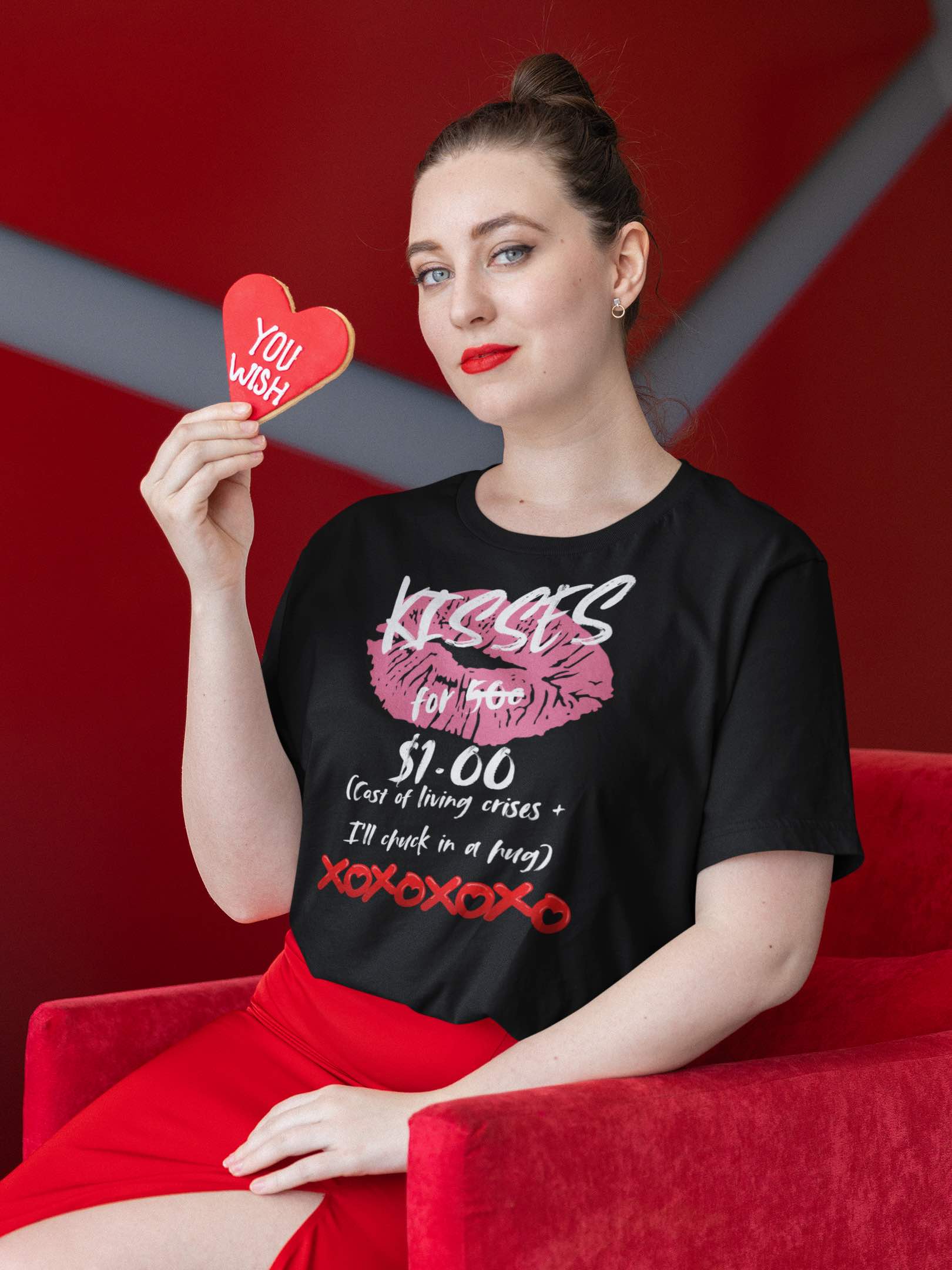 Kisses for $1 T-Shirt – Funny Cost of Living Crisis Design