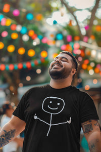 Bold Stick Figure Double Fingers T-Shirt – Edgy Statement Design