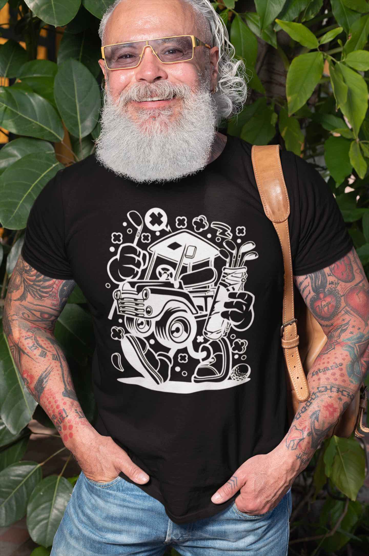 Funny Golf Cart T-Shirt – Walking Cart with Clubs