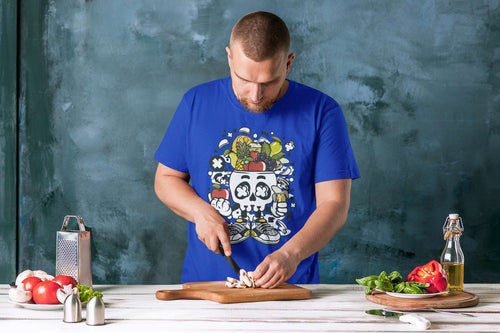 Weird Fruit Man T-Shirt – Skull, Legs & Fruit Explosion