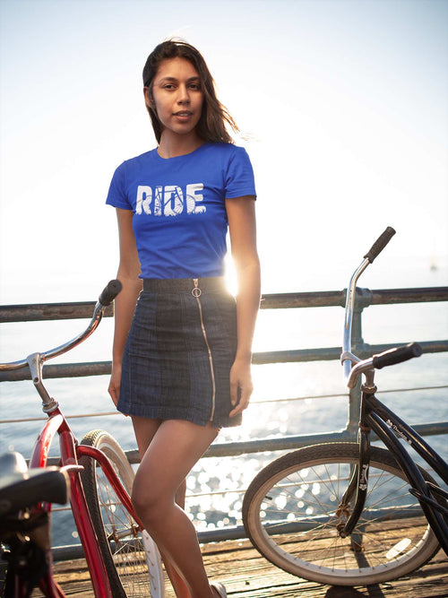 Ride T-Shirt – Bold Bike Lovers Tee with Superimposed Bicycle Design