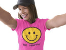 Be Happy T-Shirt – Large Smiley Face Positive Vibes Tee