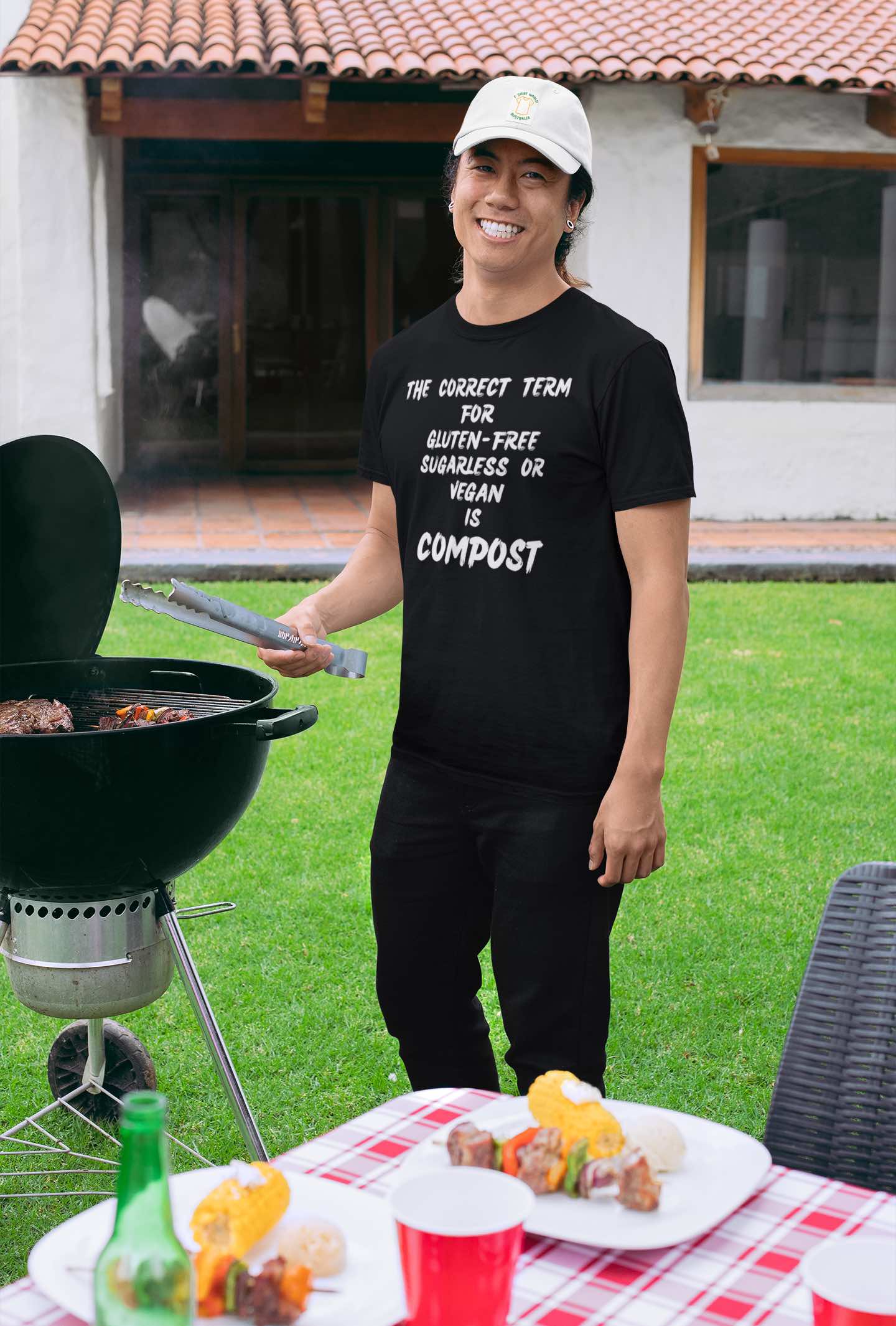 Funny Vegan Joke T-Shirt – Sugarless, Gluten-Free, Vegan = Compost  Tee  🌱🤣👕
