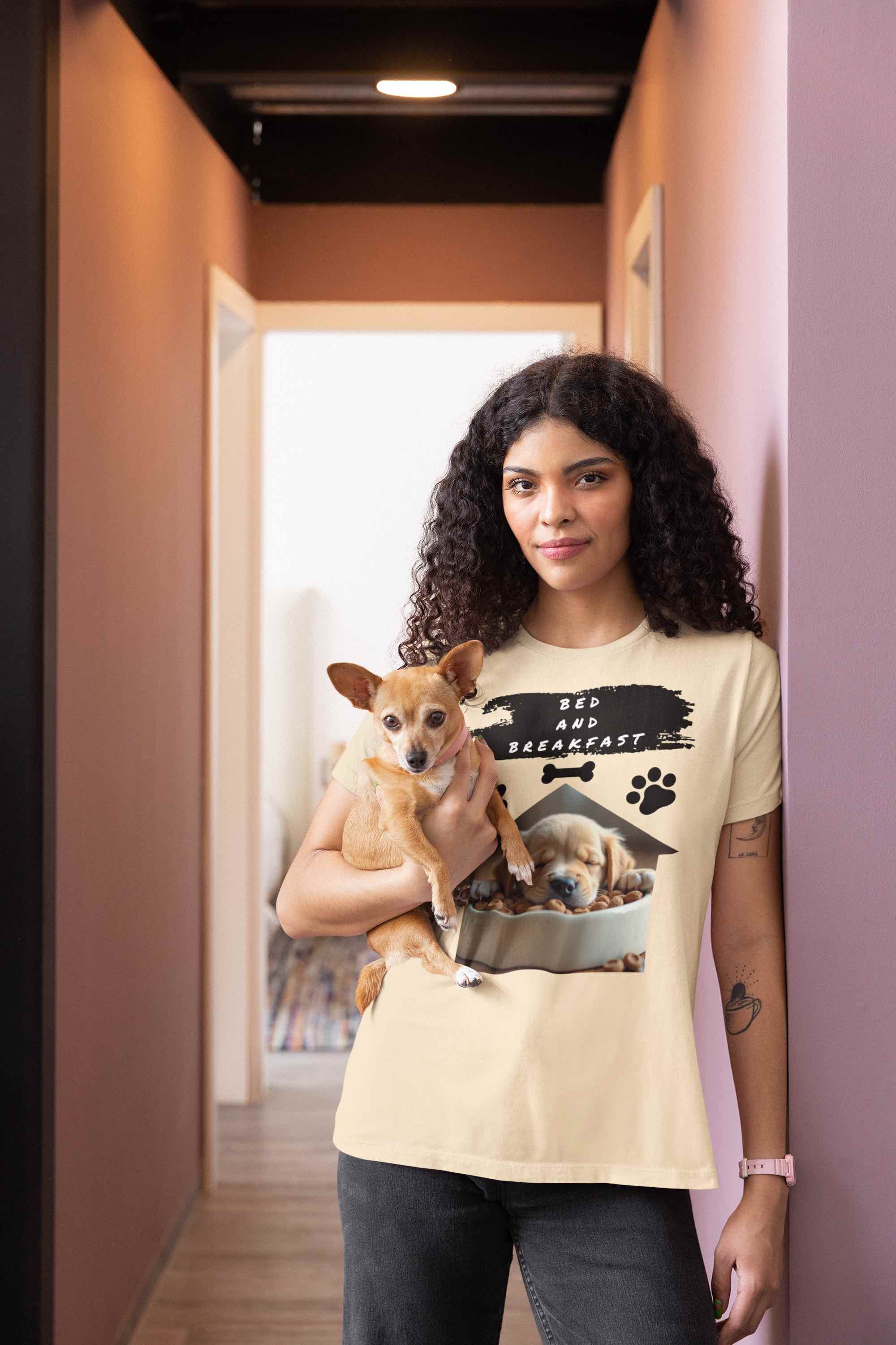 Bed and Breakfast Puppy T-Shirt – Funny Dog Lover Tee 🐶🍽️💤