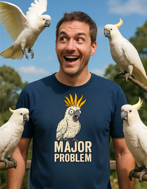 Major Problem Funny Cockatoo T-Shirt – Attitude in Feathery Form 🦜🤣