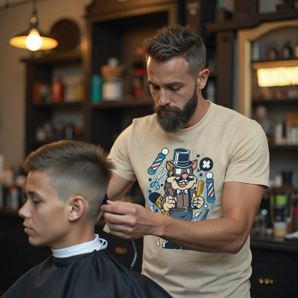 Cool Cat Barber T-Shirt | Unique Barber Shop Graphic Tee 💈🐾