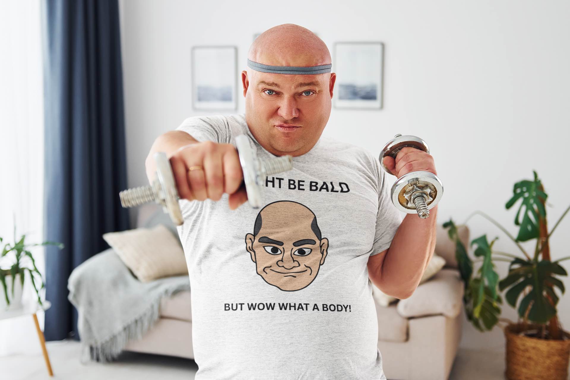 I Might Be Bald but Wow What a Body T-Shirt | Bald Male T-Shirt