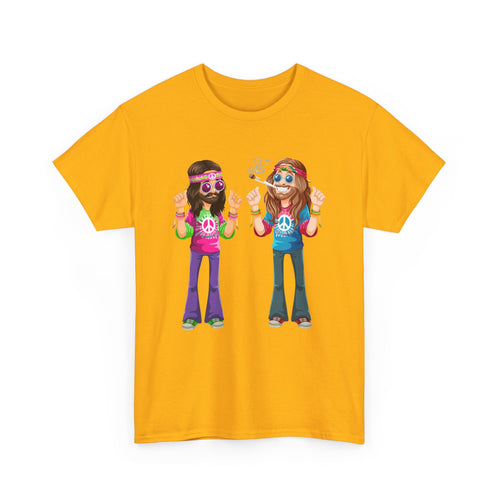 Hippie Vibes T-Shirt – Funny Retro Stoner Couple Tee ✌️🌿😄