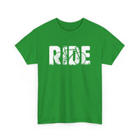 Ride T-Shirt – Bold Bike Lovers Tee with Superimposed Bicycle Design