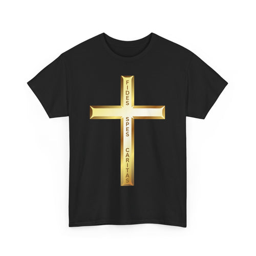 Fides • Spes • Caritas Crucifix T-Shirt ✝️ Faith, Hope & Charity| Religious T-Shirt 🙏