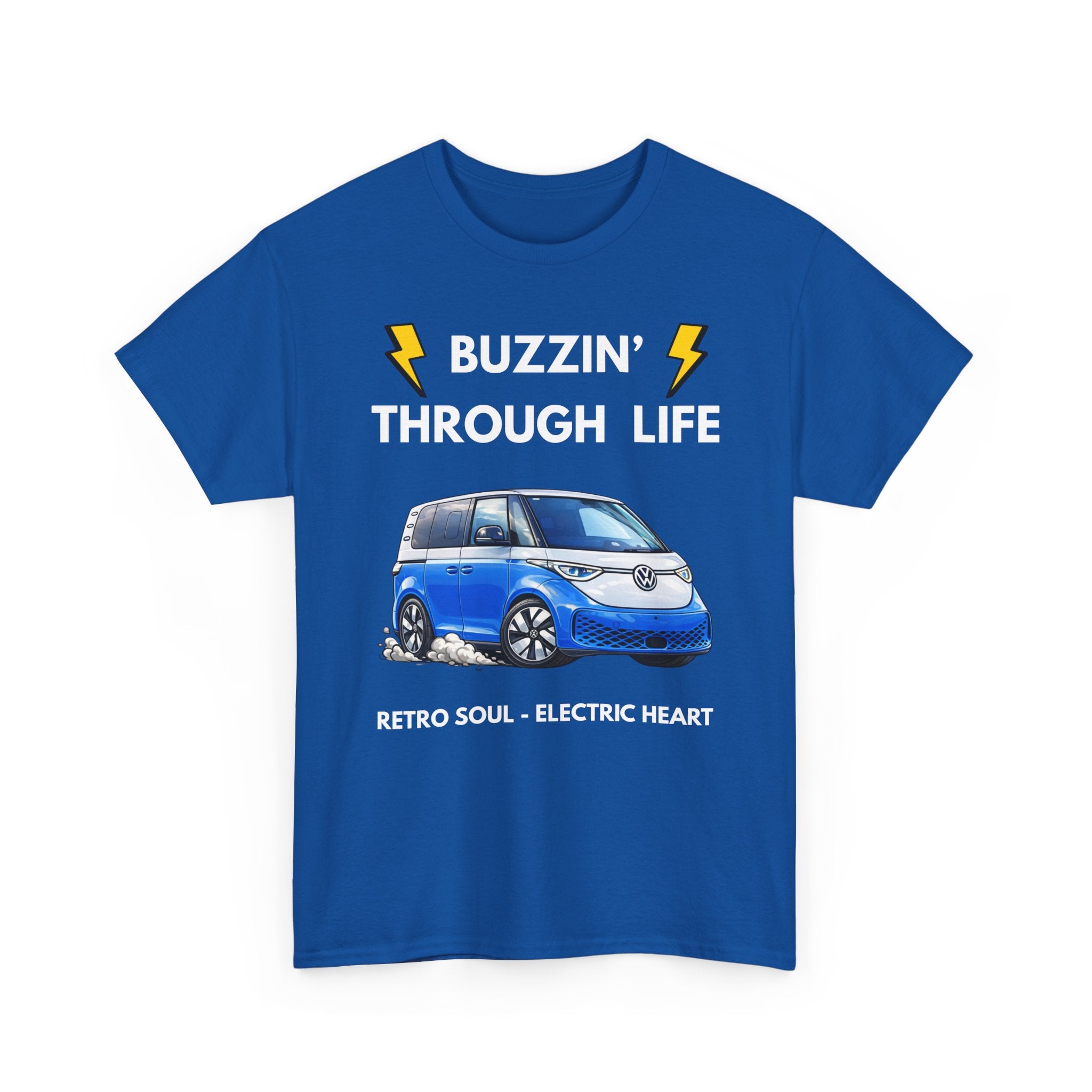 Buzzin' Through Life T-Shirt | Retro Soul Electric Heart Tee 🚌⚡