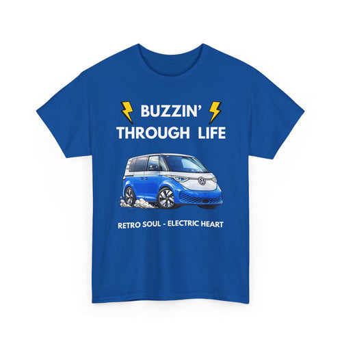 Buzzin' Through Life T-Shirt | Retro Soul Electric Heart Tee 🚌⚡