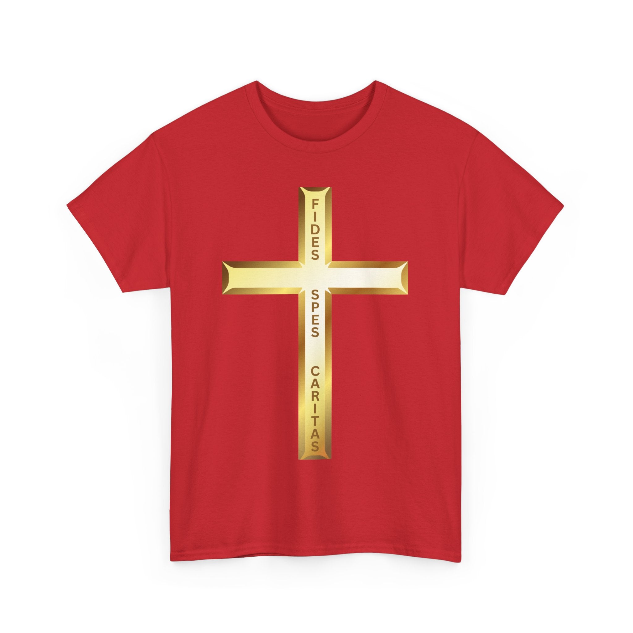 Fides • Spes • Caritas Crucifix T-Shirt ✝️ Faith, Hope & Charity| Religious T-Shirt 🙏