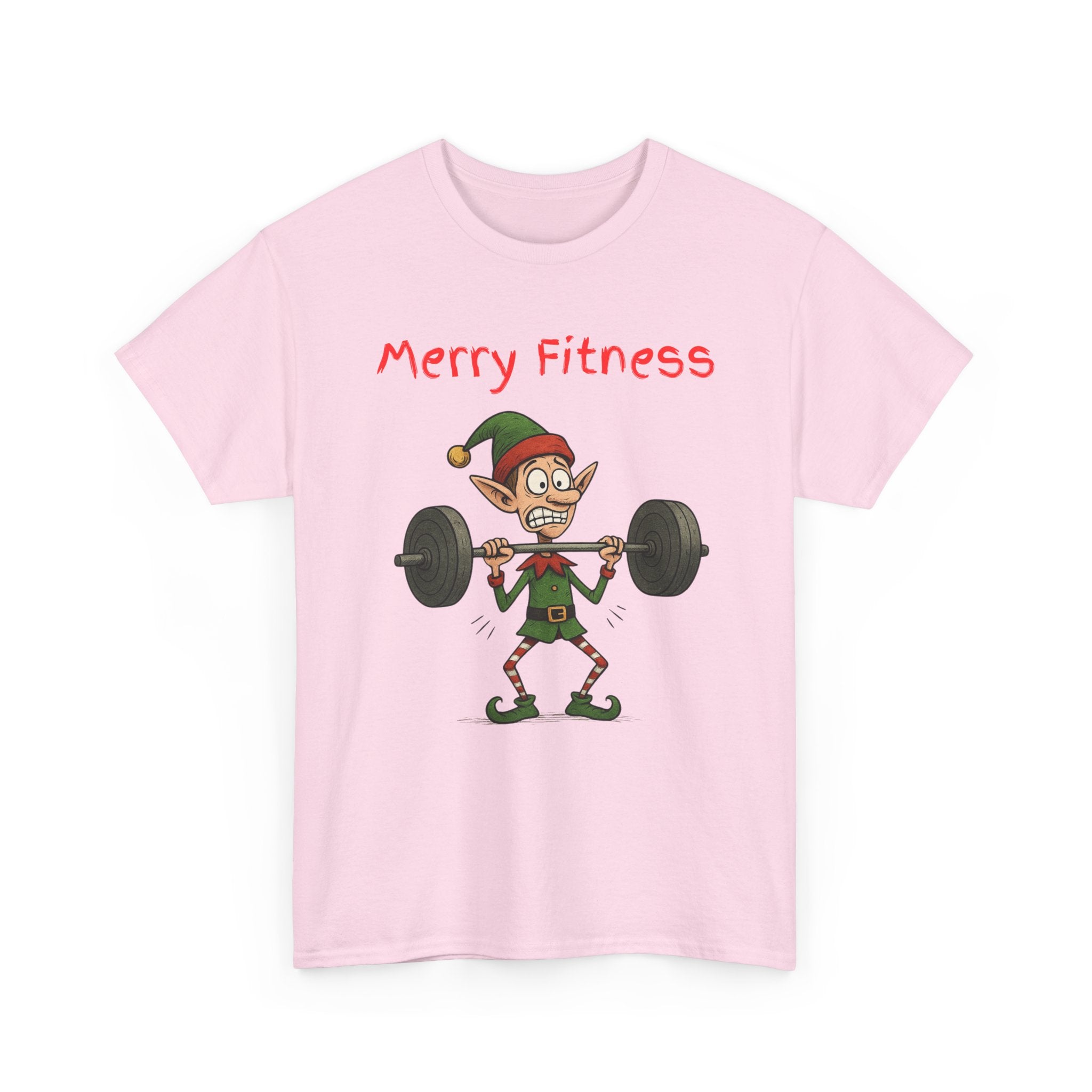 Merry Fitness T-Shirt – Funny Skinny Elf Weightlifting Xmas Tee | Christmas Gym T-Shirt
