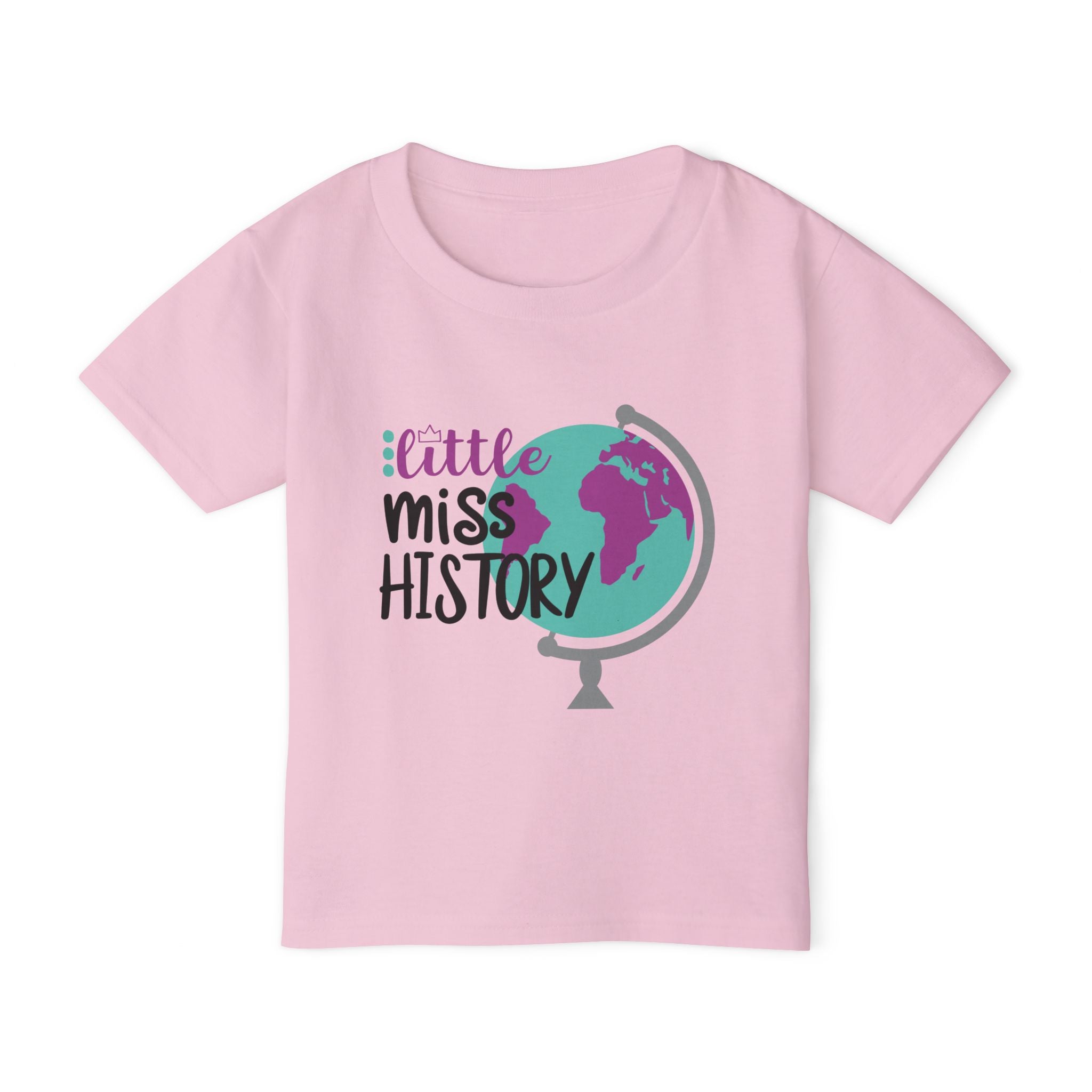 Little Miss History Kids' T-Shirt - Fun Design with Globe