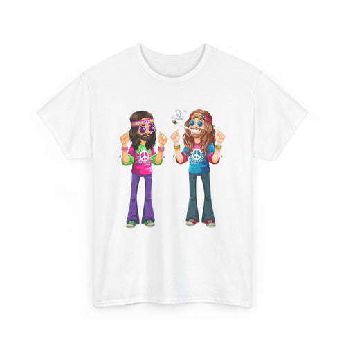 Hippie Vibes T-Shirt – Funny Retro Stoner Couple Tee ✌️🌿😄