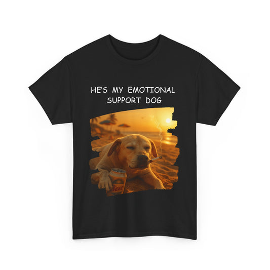 He's My Emotional Support Dog – Funny Beach Bum Dog T-Shirt