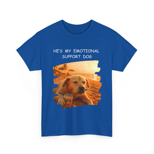 He's My Emotional Support Dog – Funny Beach Bum Dog T-Shirt 🐶🌞🍻